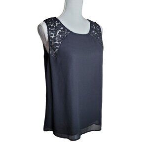 Kismet‎ Black Blouse Shirt Lace Shoulders Lightweight Womens Large